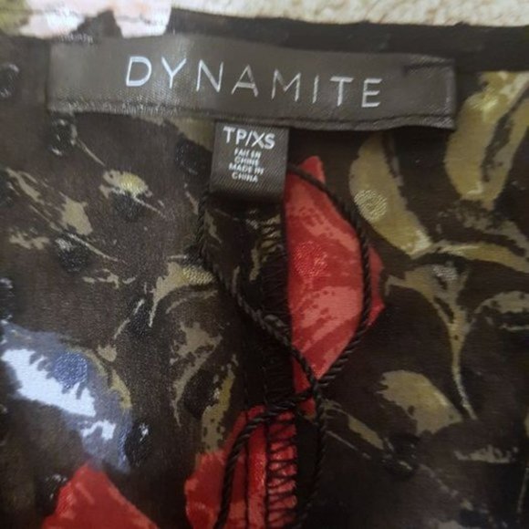 Dynamite Black Floral Wrap Dress, long sleeves, mini dress, Women's, EUC - Picture 10 of 10